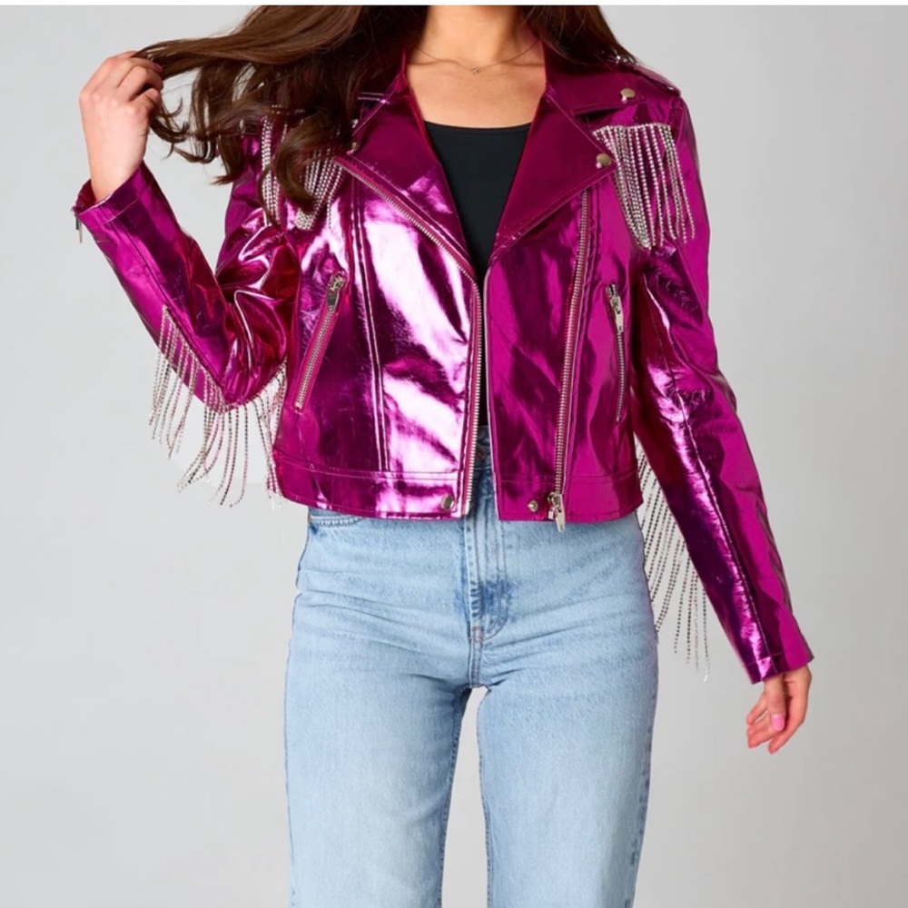 Buddy Love Metallic Fringe Jacket small